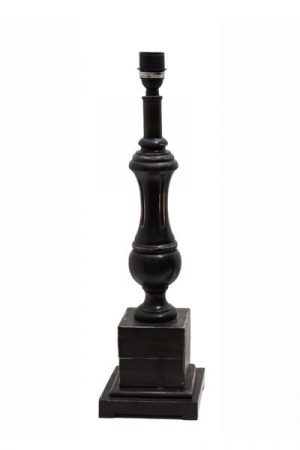 Lampfot Kingstone Vintage Black. Lampfot i snidat trä, svart vintage färg. Sockel E27.