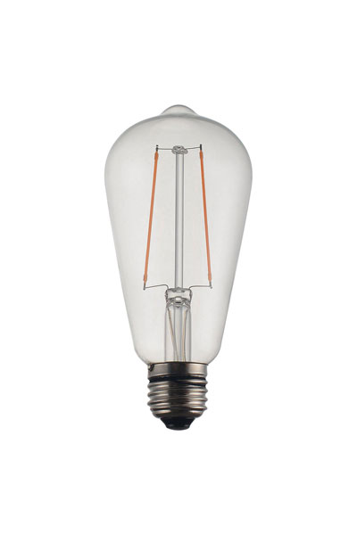 Vintage LED Filament Clear Edison. Vintage är en bas-serie på ljuskällor där man har fokuserat på prisvärdhet framför den perfekta high-end prestandan. En mycket prisvärd ljuskälla som täcker in basbehoven i de flesta sammanhang. Dimbar LED lampa. 2W, 2200K, 20000H, 200 lm. Sockel E27.